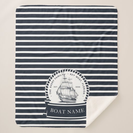 Gepersonaliseerde bootnaam Nautical Sherpa Deken (Voorkant)