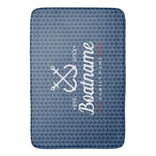 Gepersonaliseerde bootnaam Nautisch gebreid Badmat (Voorkant Verticaal)