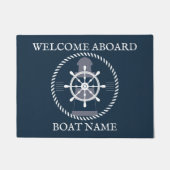 Gepersonaliseerde bootnaam Navy Blue Nautical Deurmat (Voorkant)