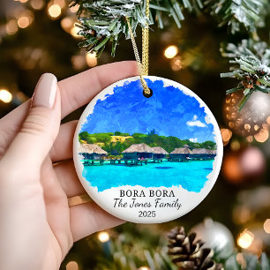 Gepersonaliseerde Bora Bora Ornament, Frans-Polyne Keramisch Ornament