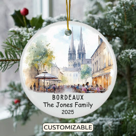 Gepersonaliseerde Bordeaux Ornament, Frankrijk Keramisch Ornament