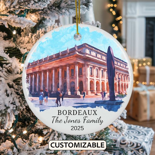 Gepersonaliseerde Bordeaux Ornament, Frankrijk Keramisch Ornament