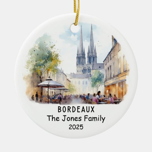 Gepersonaliseerde Bordeaux Ornament, Frankrijk Keramisch Ornament (Voorkant)