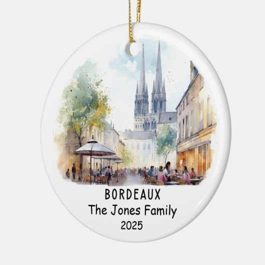 Gepersonaliseerde Bordeaux Ornament, Frankrijk Keramisch Ornament (Links)
