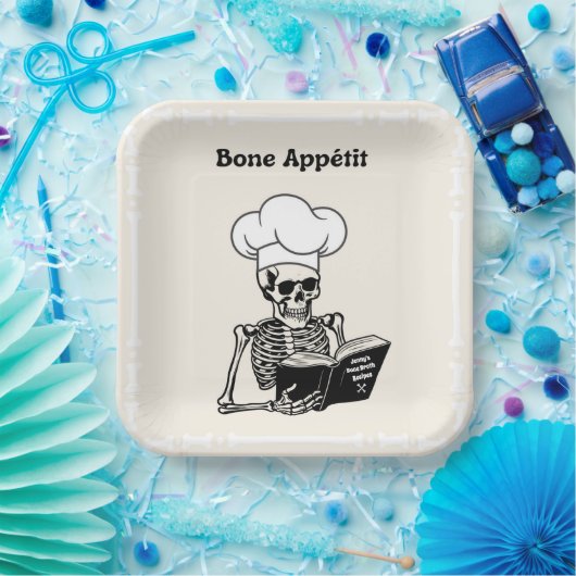 Gepersonaliseerde Borden, Bone Appétit Skeleton Ch Papieren Bordje (Feest)