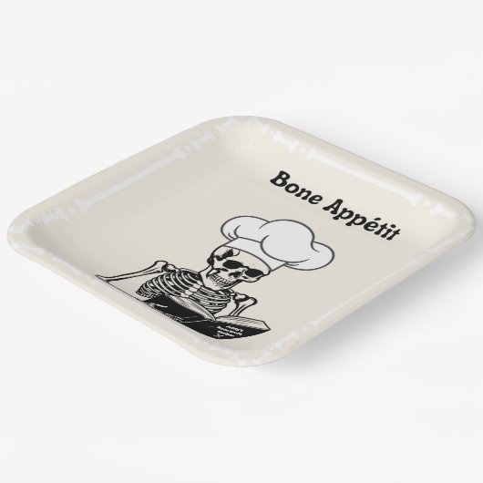 Gepersonaliseerde Borden, Bone Appétit Skeleton Ch Papieren Bordje (Gebogen)