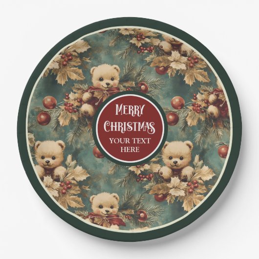 Gepersonaliseerde  borden in diepgroene stijl papieren bordje (Voorkant)