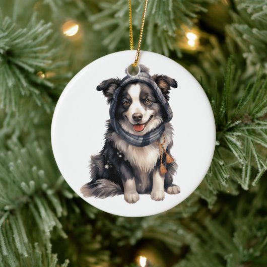 Gepersonaliseerde Border Collie Dog Art Keramisch Ornament (Boom)