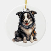 Gepersonaliseerde Border Collie Dog Art Keramisch Ornament (Voorkant)