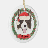 Gepersonaliseerde Border Collie Kerstmis Keramisch Ornament (Rechts)