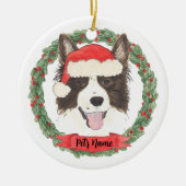 Gepersonaliseerde Border Collie Kerstmis Keramisch Ornament (Voorkant)