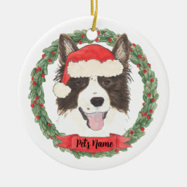 Gepersonaliseerde Border Collie Kerstmis Keramisch Ornament