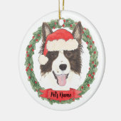 Gepersonaliseerde Border Collie Kerstmis Keramisch Ornament (Links)