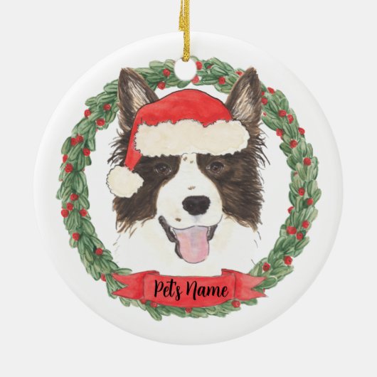 Gepersonaliseerde Border Collie Kerstmis Keramisch Ornament (Achterkant)