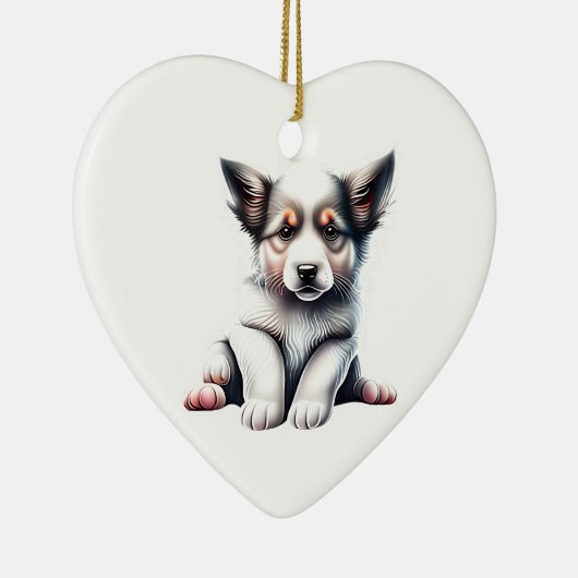 Gepersonaliseerde Border Collie Puppy Keramisch Ornament (Rechts)