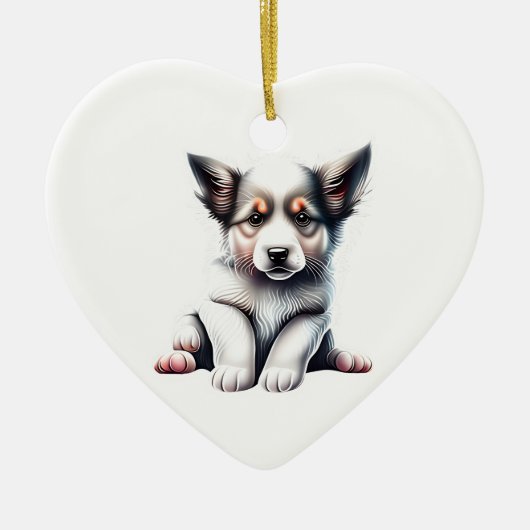 Gepersonaliseerde Border Collie Puppy Keramisch Ornament (Voorkant)