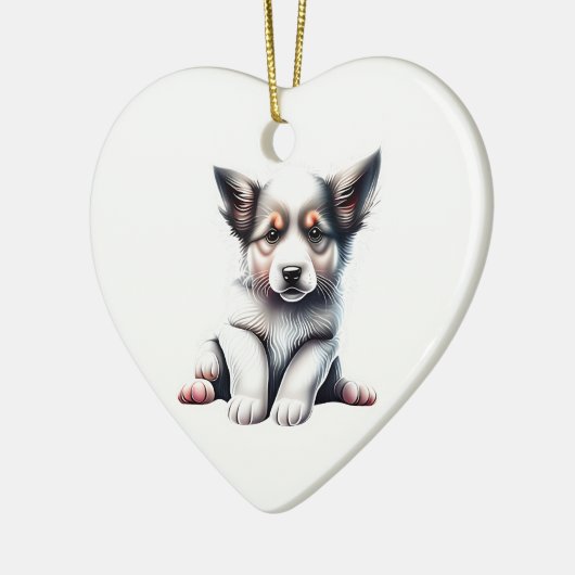 Gepersonaliseerde Border Collie Puppy Keramisch Ornament (Links)
