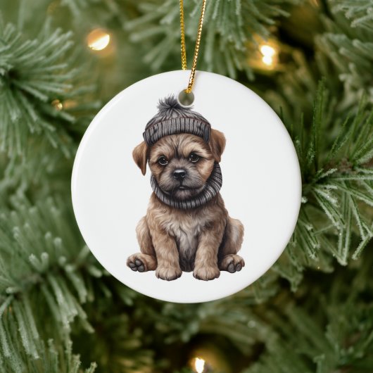 Gepersonaliseerde Border Terrier Hond Keramisch Ornament (Boom)