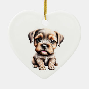 Gepersonaliseerde Border Terrier Puppy Keramisch Ornament