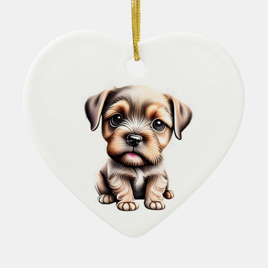 Gepersonaliseerde Border Terrier Puppy Keramisch Ornament (Voorkant)