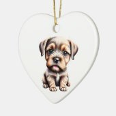Gepersonaliseerde Border Terrier Puppy Keramisch Ornament (Links)