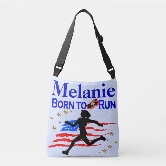 GEPERSONALISEERDE BORN TO RUN USA FLAG CROSS BODY  CROSSBODY TAS (Voorkant)