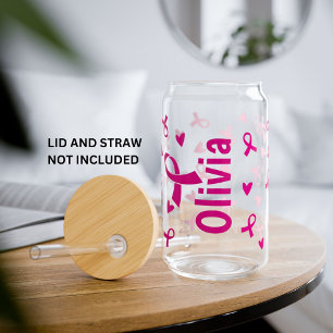 Gepersonaliseerde Borstkanker Bewustzijn Roze Lint Blikvorm Glas