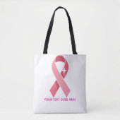 Gepersonaliseerde Borstkanker Bewustzijn Roze Lint Tote Bag (Voorkant)