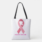Gepersonaliseerde Borstkanker Bewustzijn Roze Lint Tote Bag (Achterkant)