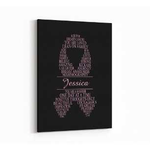 Gepersonaliseerde borstkankerlint Wall Art Canvas Afdruk