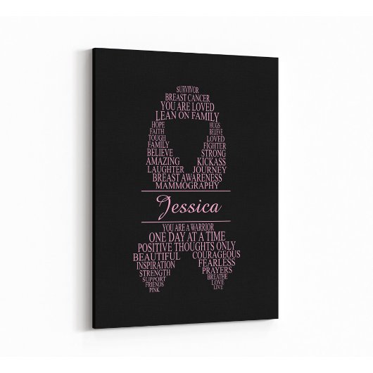 Gepersonaliseerde borstkankerlint Wall Art Canvas Afdruk