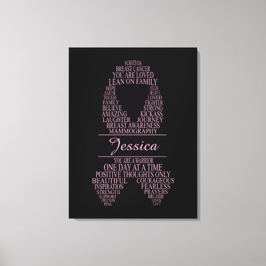 Gepersonaliseerde borstkankerlint Wall Art Canvas Afdruk (Voorkant)