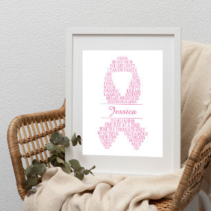 Gepersonaliseerde borstkankerlint Wall Art Poster