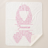 Gepersonaliseerde borstkankertypografie lint sherpa deken (Voorkant)