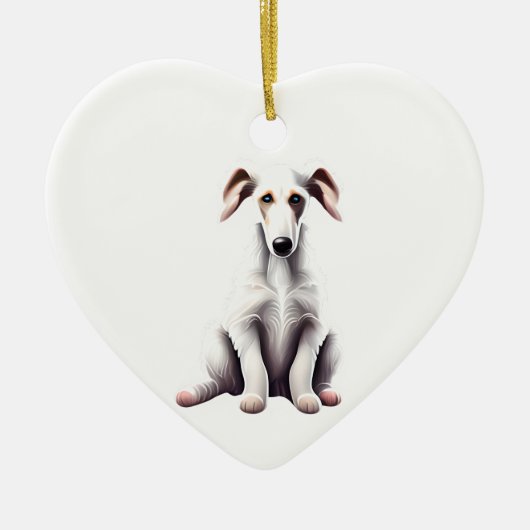 Gepersonaliseerde Borzoi Puppy Keramisch Ornament (Voorkant)