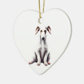 Gepersonaliseerde Borzoi Puppy Keramisch Ornament (Links)
