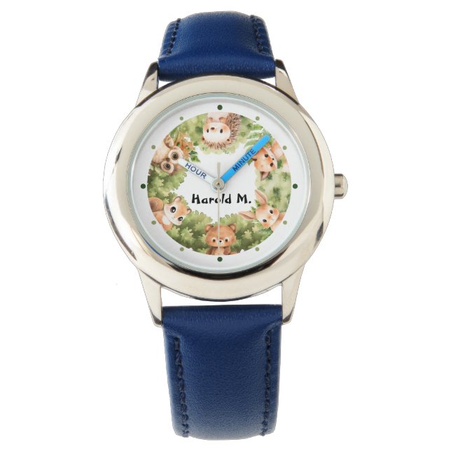 Gepersonaliseerde bosdieren bos Kind jongen Horloge (Voorkant)