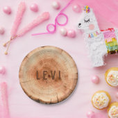 Gepersonaliseerde bosrijke rustieke gesneden boom  papieren bordje (Feest)