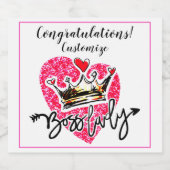 Gepersonaliseerde Boss Lady Celebration Sparkling Wijnetiket (Enkel label)