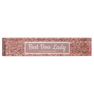 Gepersonaliseerde Boss Lady Roos Gouden Glitter Ch Naambordje