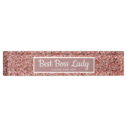 Gepersonaliseerde Boss Lady Roos Gouden Glitter Ch Naambordje (Voorkant)