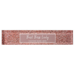 Gepersonaliseerde Boss Lady Roos Gouden Glitter Sp Naambordje