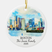 Gepersonaliseerde Boston Ornament, Boston Gift Keramisch Ornament (Voorkant)