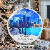 Gepersonaliseerde Boston Ornament, Massachusetts Keramisch Ornament
