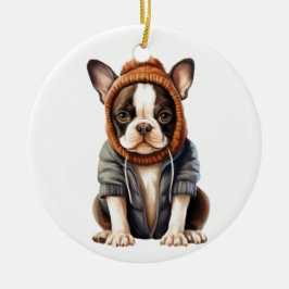 Gepersonaliseerde Boston Terrier Hondenkunst Keramisch Ornament