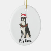 Gepersonaliseerde Boston Terrier Kerstmis Keramisch Ornament (Rechts)
