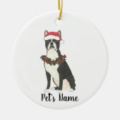 Gepersonaliseerde Boston Terrier Kerstmis Keramisch Ornament (Voorkant)