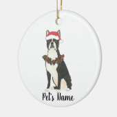 Gepersonaliseerde Boston Terrier Kerstmis Keramisch Ornament (Links)