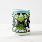 Gepersonaliseerde Boston Terrier-puppy met groene  Koffiemok (Center)