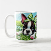 Gepersonaliseerde Boston Terrier-puppy met groene  Koffiemok (Links)